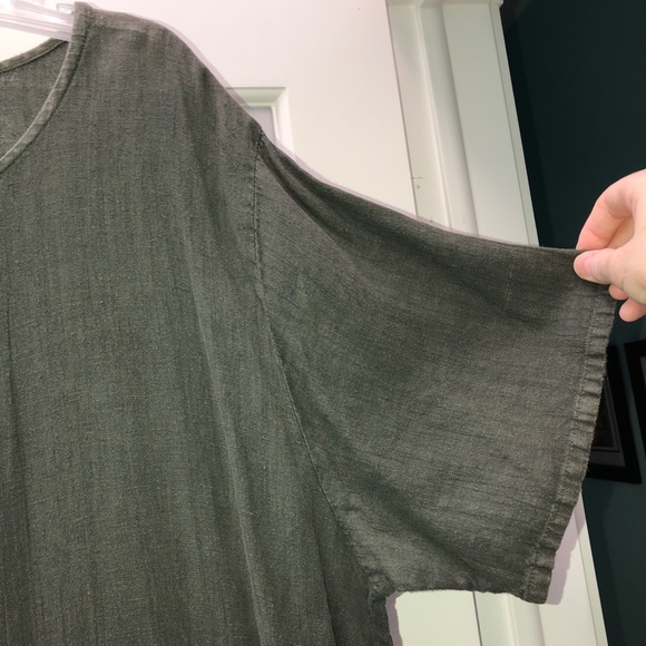 🎉2HP🎉 MARC+WARE Woman 100% Linen A-Line Maxi Dress Olive Green Vintage Plus 2X - Picture 7 of 11